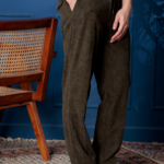 OLIVE CORDUROY RELAXED FIT TROUSER