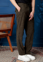 OLIVE CORDUROY RELAXED FIT TROUSER